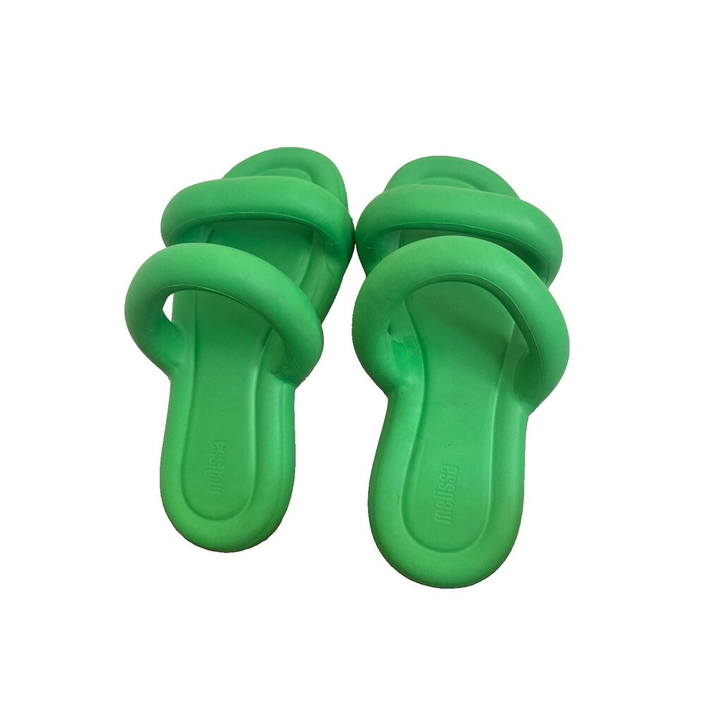 Melissa Green Puffy Double Strap Slide Sandals Chunky Y2K Womens Size 7